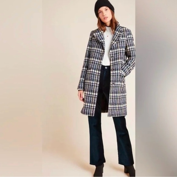 Anthropologie Solitaire Faux Suede Beige Plaid Belted Trench Coat - Picture 2 of 11